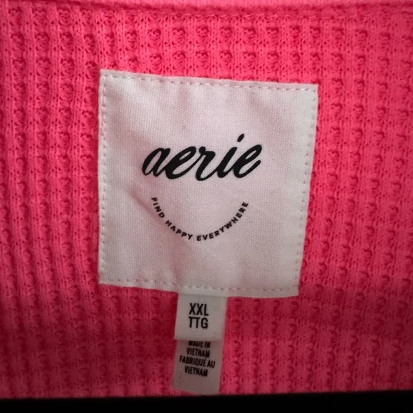 Aerie Bright Pink Button-Up Shirt - Picture 2 of 5